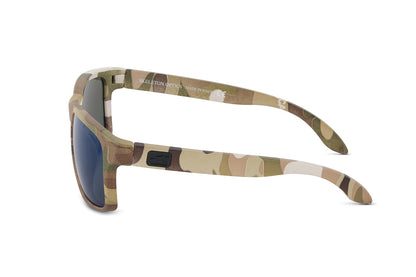 Decoy Original MultiCam sunglasses by Skeleton Optics, camo frame with blue lenses on Tampa Home & Garden Store