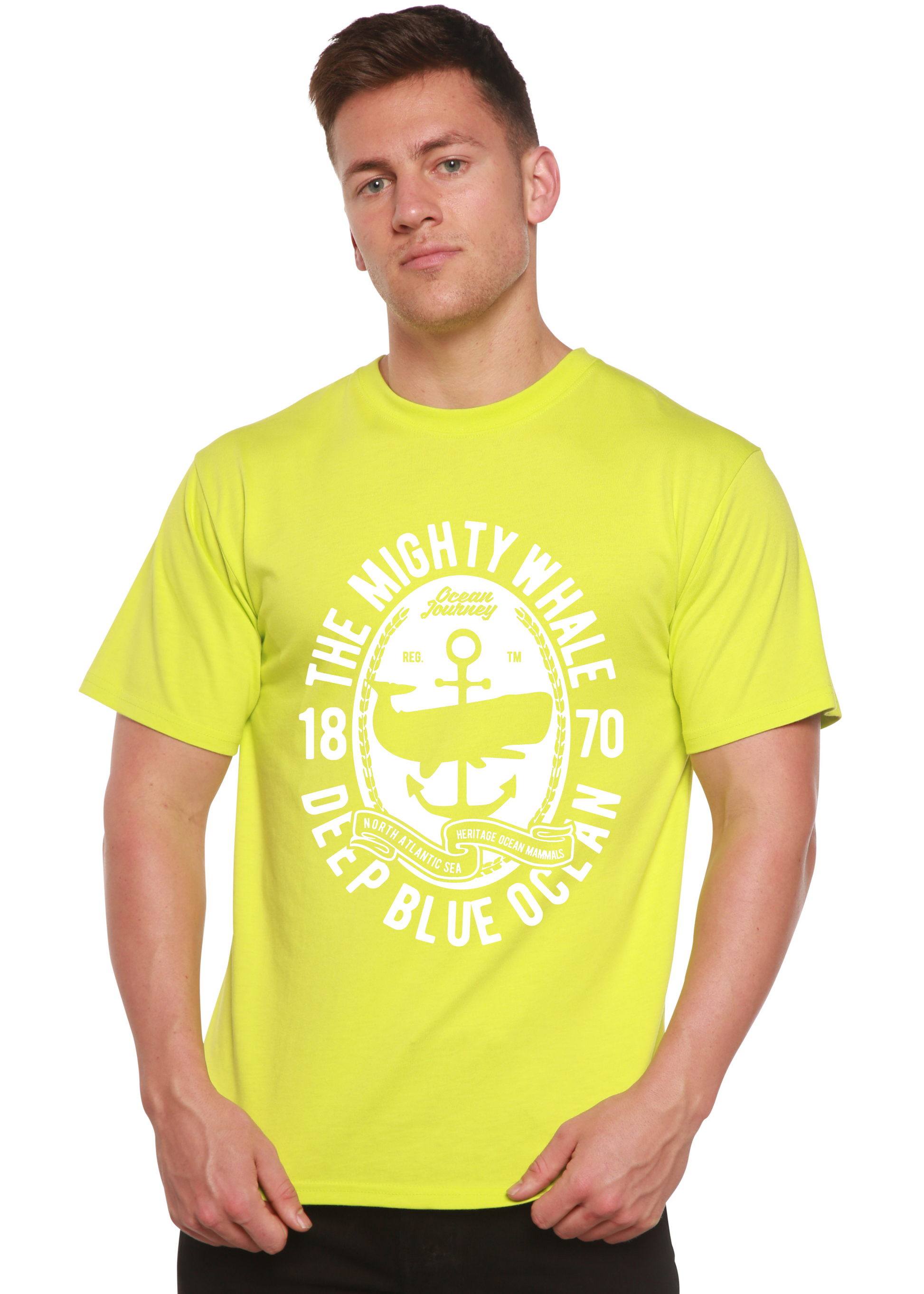 Spun Bamboo graphic tee bamboo viscose/organic cotton lime short sleeve with white logo on Tampa Home & Garden Store