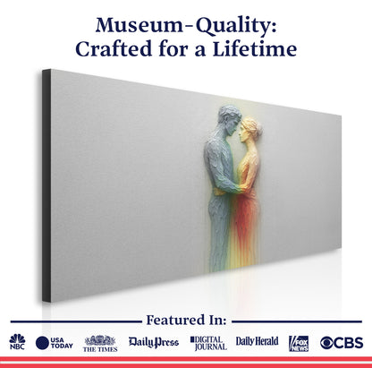 Find Romance Abstract Wall Art canvas by Tailored Canvases; rainbow embrace on gray canvas on Tampa Home & Garden Store