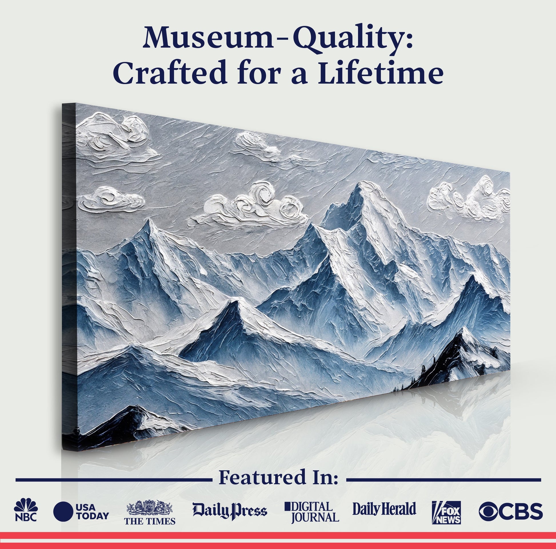 Mountain Minimalist Canvas wall art in blue mountains with textured peaks Tailored Canvases on Tampa Home & Garden Store