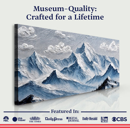 Mountain Minimalist Canvas wall art in blue mountains with textured peaks Tailored Canvases on Tampa Home & Garden Store