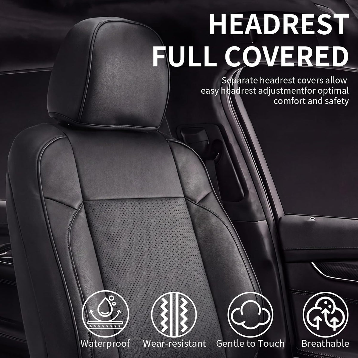Umbrauto seat cover for Toyota Tacoma front seats in black Nappa leather, waterproof on Tampa Home & Garden Store