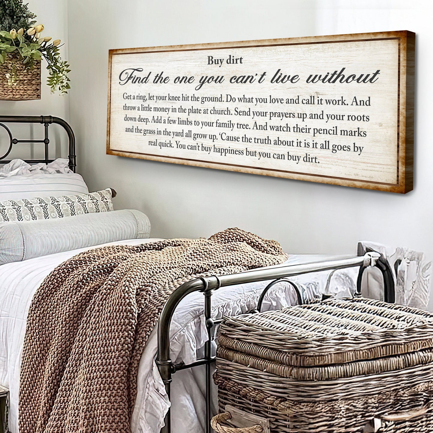 Canvas Find the one you can't live without family sign II Tailored Canvases distressed wood frame on Tampa Home & Garden Store