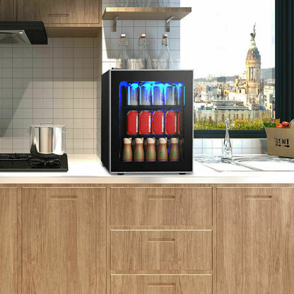 Mininevera para bebidas de 60 latas con puerta de cristal