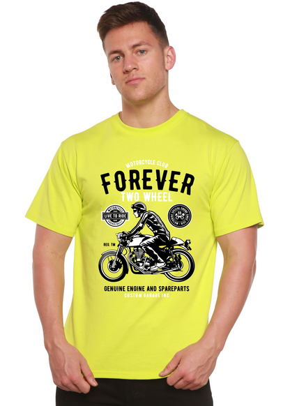 Forever Two Wheel men's graphic T-shirt yellow bamboo viscose/organic cotton Spun Bamboo on Tampa Home & Garden Store