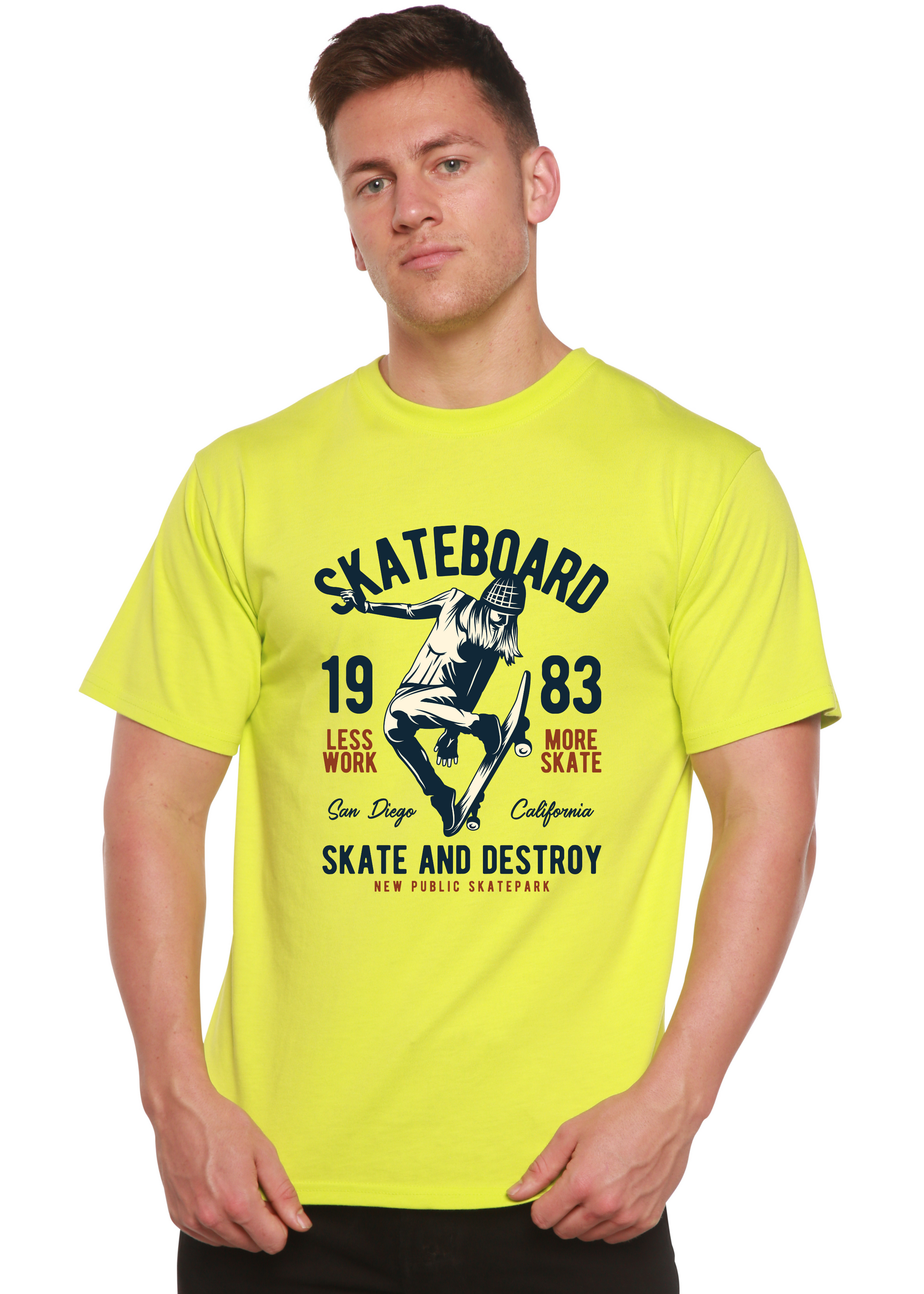 Skateboard 1983 men's graphic T-shirt by Spun Bamboo bamboo viscose/organic cotton on Tampa Home & Garden Store