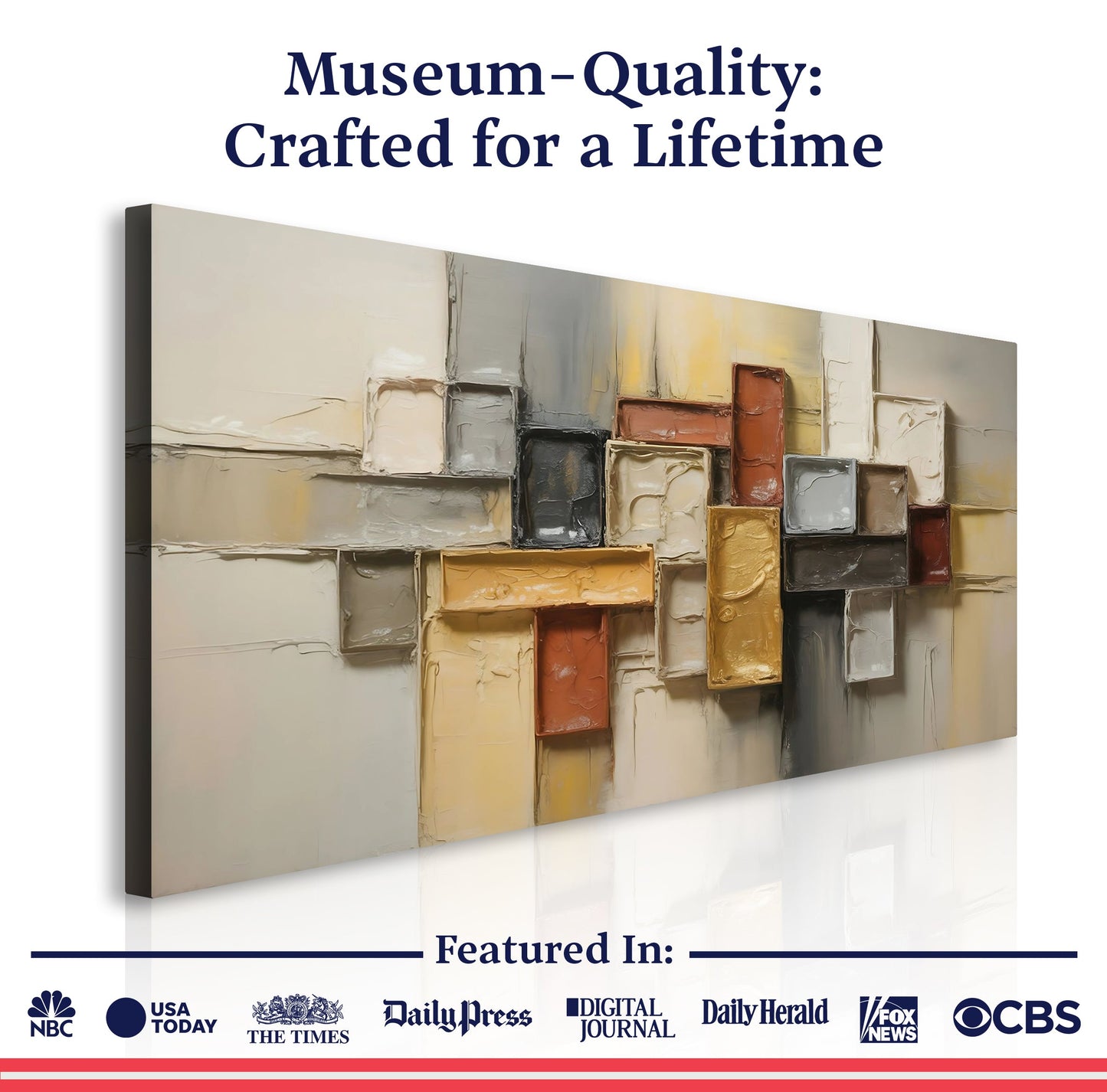 Shape Pattern Minimalist Abstract Wall Art canvas with earthy stacked blocks in beige and brown on Tampa Home & Garden Store