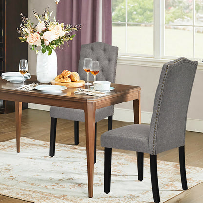 Juego de 2 sillas de comedor tapizadas capitoné - Gris