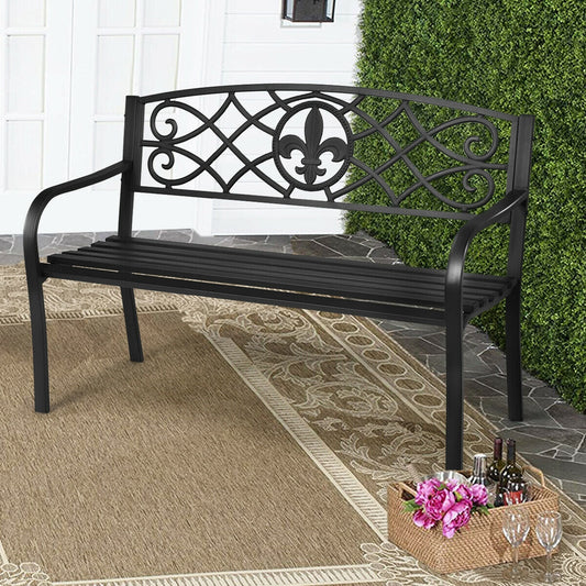 50 Inch Patio Heavy-Duty Metal Garden Bench - Tampa Home & Garden Store