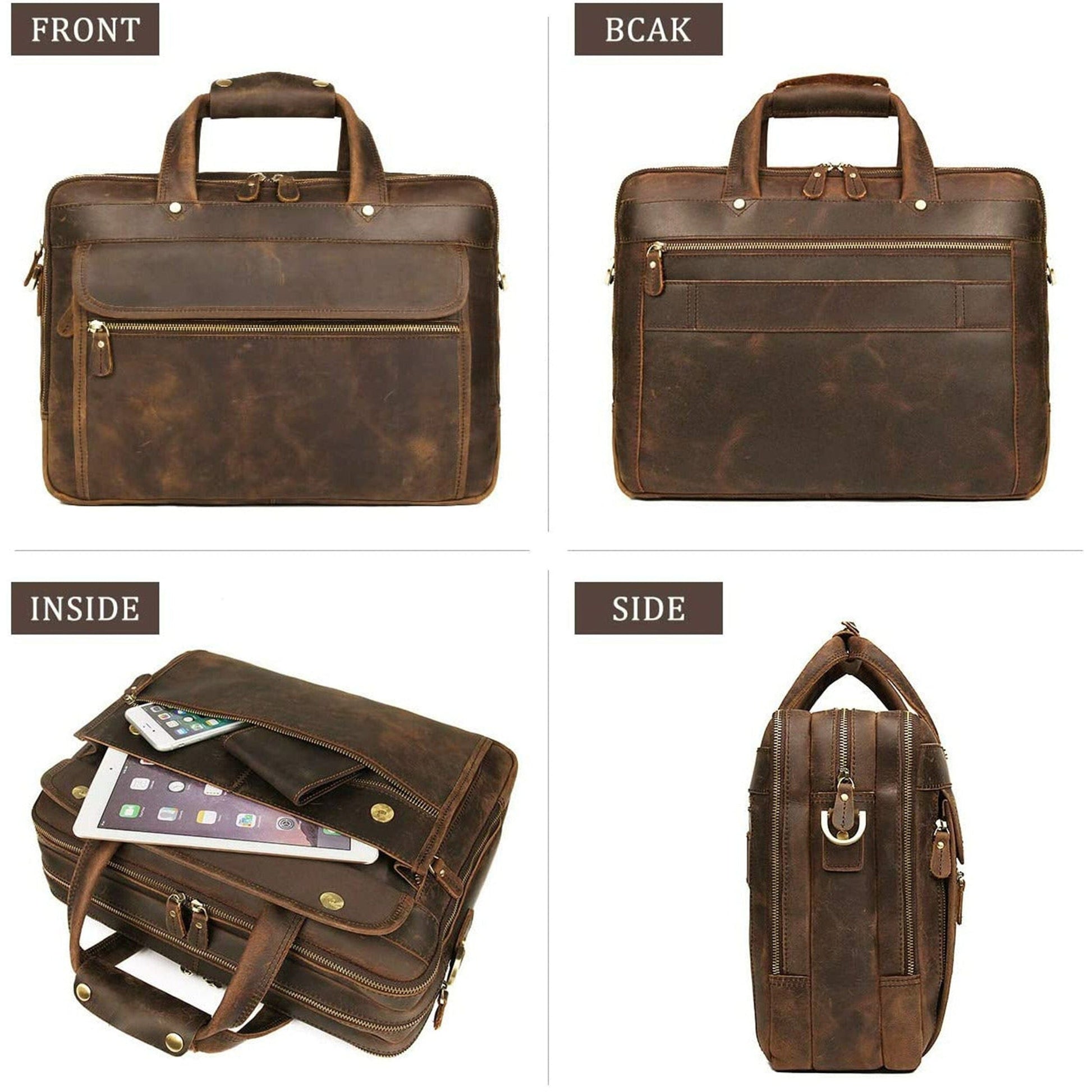 Crazy Horse Leather Briefcase - Tampa Home & Garden Store
