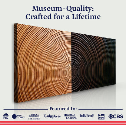Modern Abstract Minimalist Wall Art XI canvas by Tailored Canvases, tan and spiral wood grain on Tampa Home & Garden Store