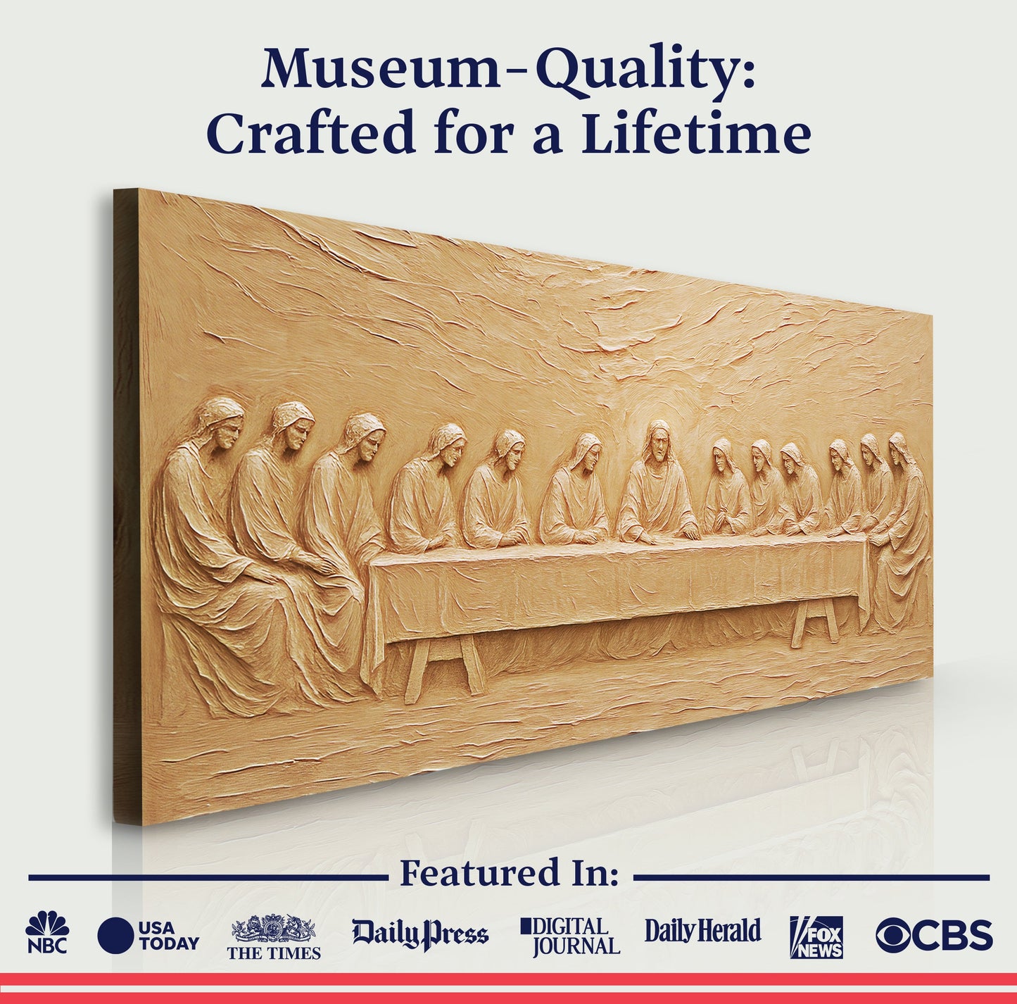 The Last Supper Minimalist Faith Wall Art canvas warm copper-tan relief Tailored Canvases on Tampa Home & Garden Store