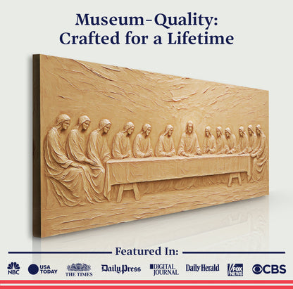 The Last Supper Minimalist Faith Wall Art canvas warm copper-tan relief Tailored Canvases on Tampa Home & Garden Store