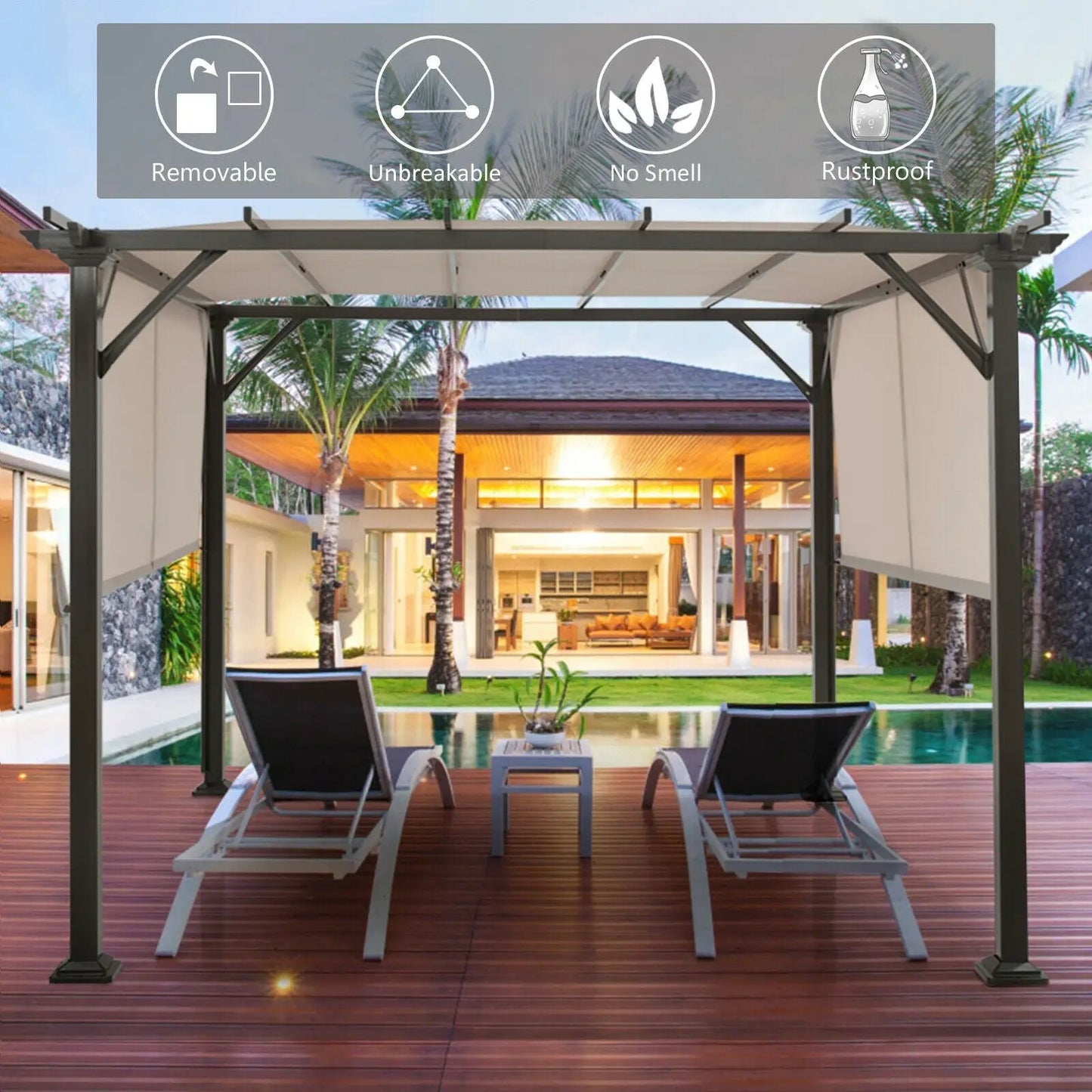 16x8 Two Piece Replacement Canopy Pergola Brown