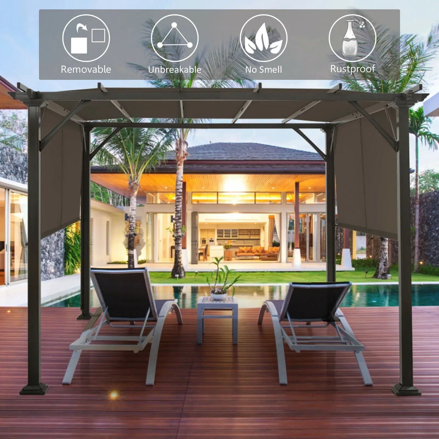 16x8 Two Piece Replacement Canopy Pergola Brown