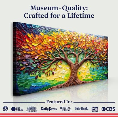 Tailored Canvases Tree Of Life Wall Art canvas with rainbow leaves and brown trunk on Tampa Home & Garden Store