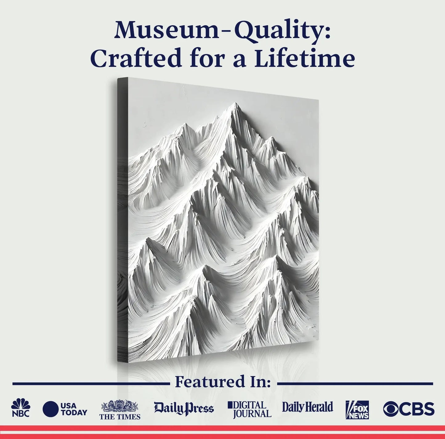 White Mountain Wall Art crafting canvas by Tailored Canvases with grayscale mountain relief on Tampa Home & Garden Store