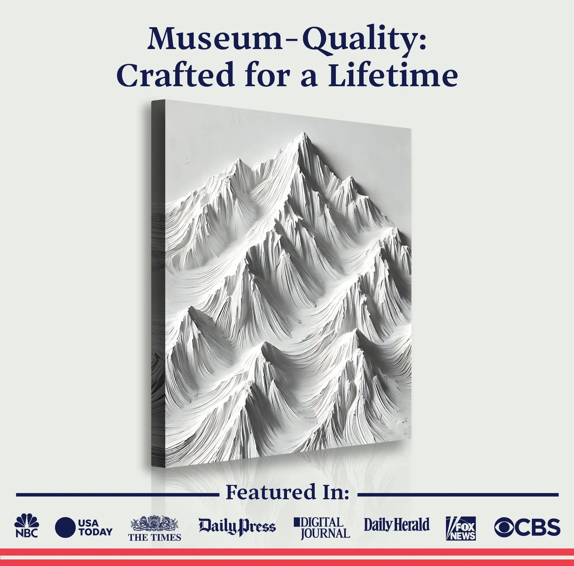 White Mountain Wall Art crafting canvas by Tailored Canvases with grayscale mountain relief on Tampa Home & Garden Store