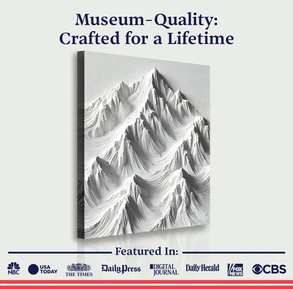 White Mountain Wall Art crafting canvas by Tailored Canvases with grayscale mountain relief on Tampa Home & Garden Store
