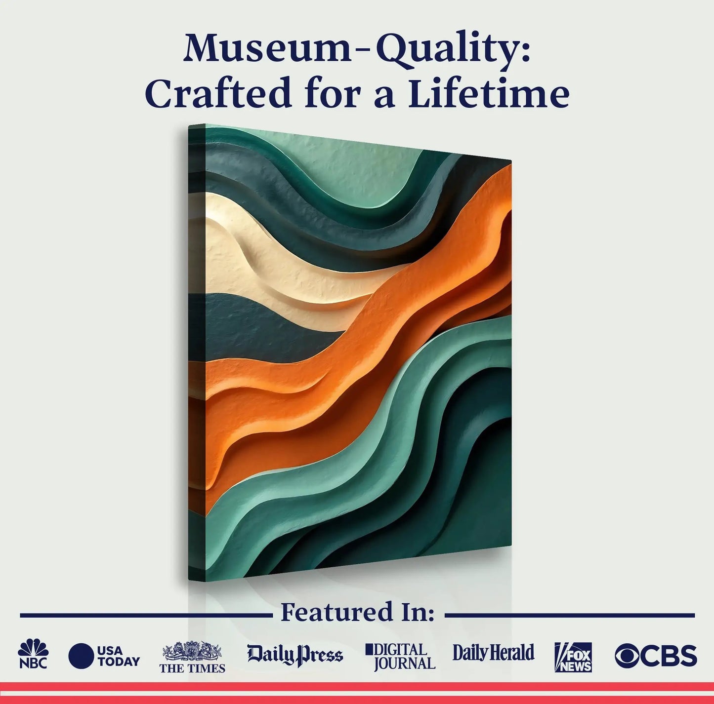 Wave Abstract Wall Art canvas by Tailored Canvases, Crafting Canvas with teal orange waves on Tampa Home & Garden Store