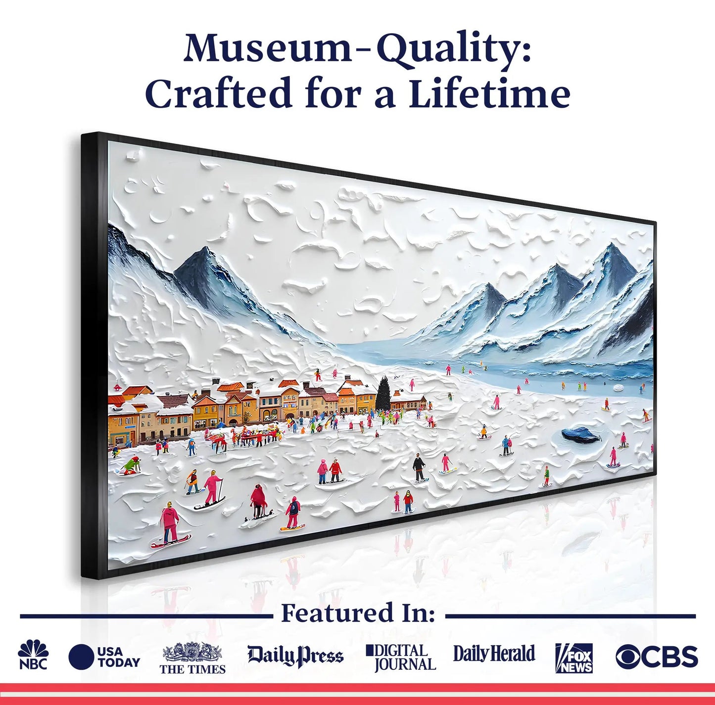 Snow Mountain Abstract Wall Art II canvas by Tailored Canvases, snowy mountain with village on Tampa Home & Garden Store