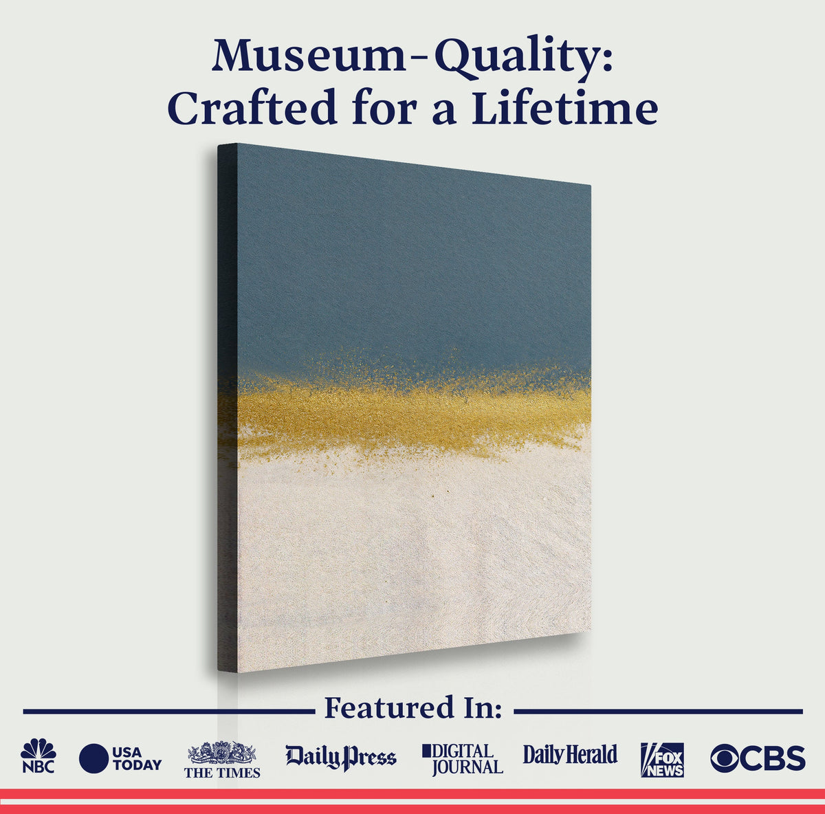 Canvas Minimalist Blue and Gold Wall Art by Tailored Canvases, navy with gold specks on Tampa Home & Garden Store