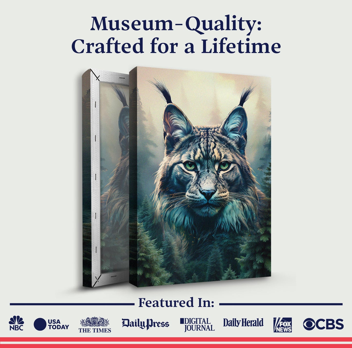 Lynx Double Exposure Wall Art canvas, lynx portrait with forest scene, gallery wrap on Tampa Home & Garden Store