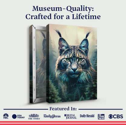 Lynx Double Exposure Wall Art canvas, lynx portrait with forest scene, gallery wrap on Tampa Home & Garden Store