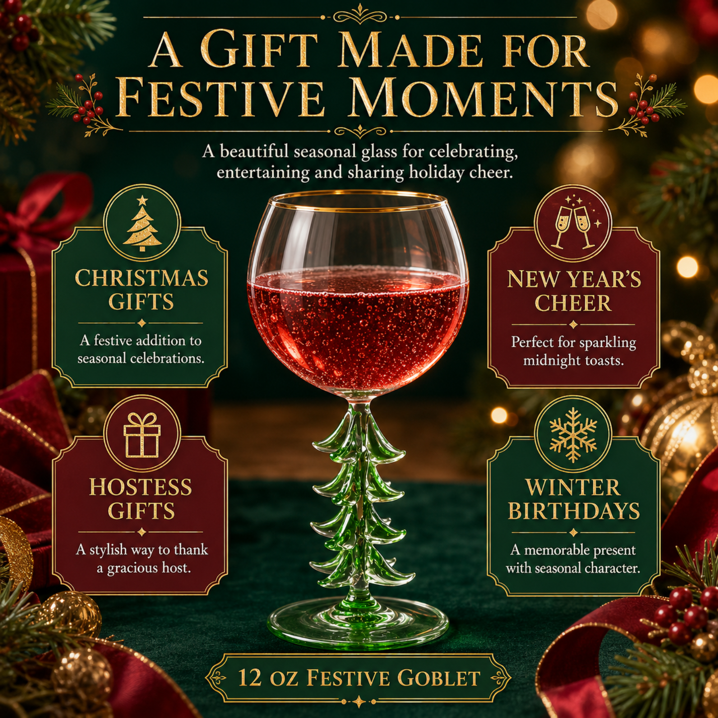 Premium Natale Stemmed Wine Glass Holder