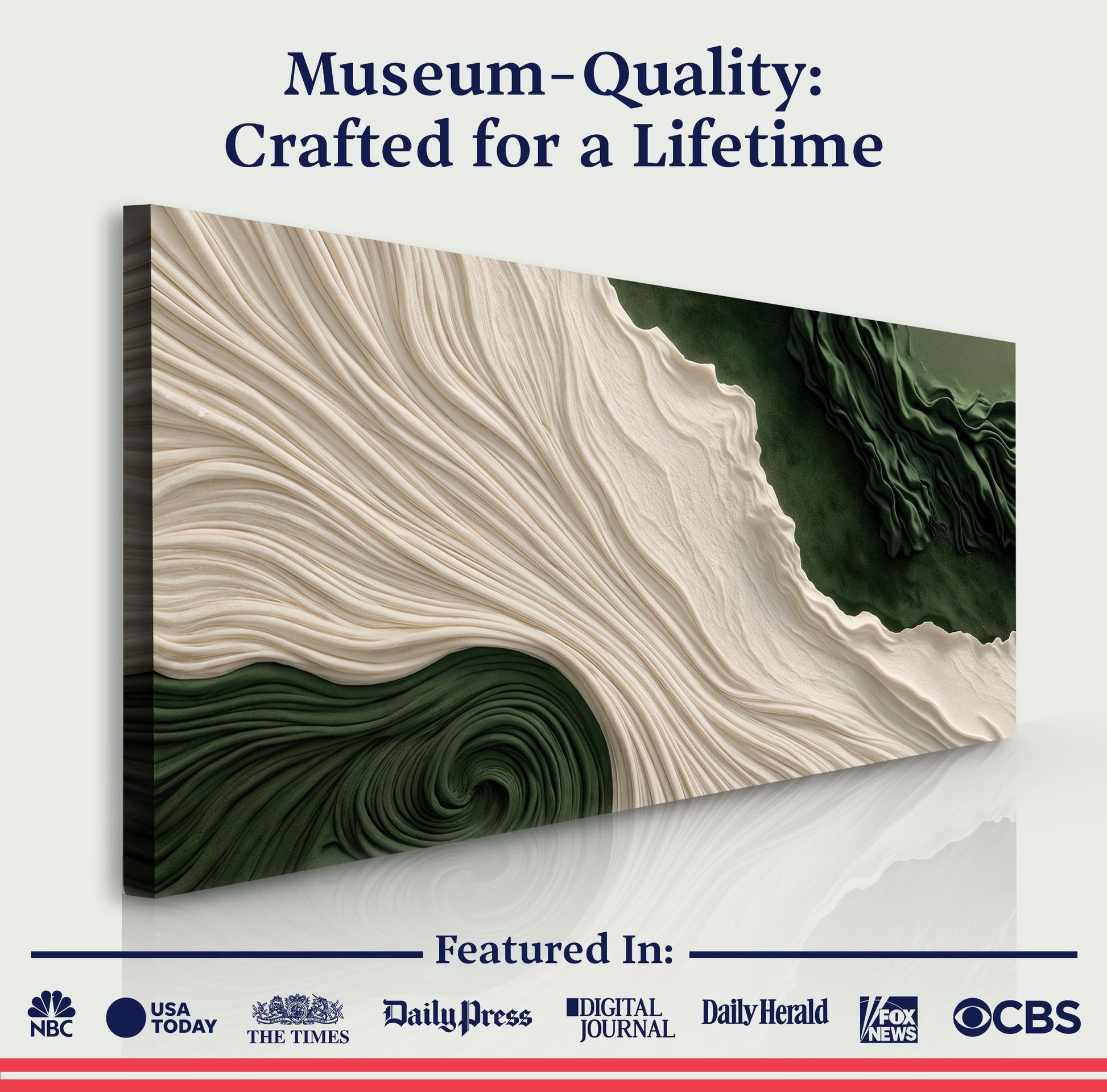 Green Rivers Abstract Wall Art XI canvas with beige-green flowing layers by Tailored Canvases on Tampa Home & Garden Store