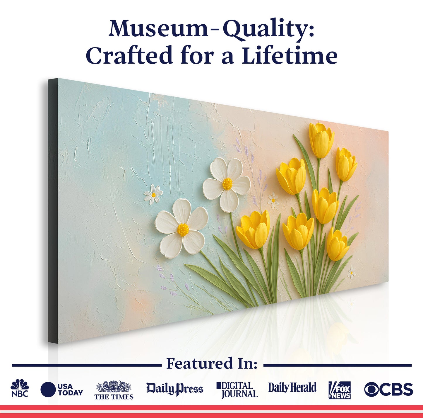 Floral Wall Art II canvas pastel gradient daisies tulips Tailored Canvases on Tampa Home & Garden Store