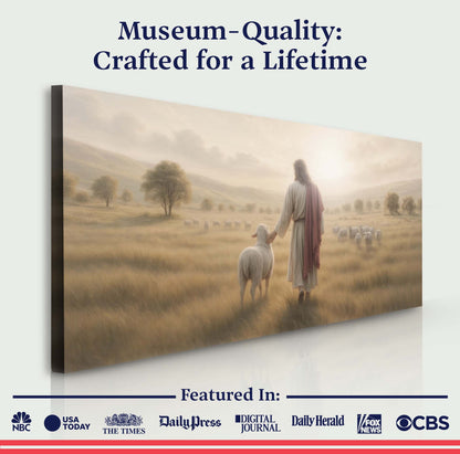 99 Faith Wall Art II canvas Tailored Canvases; shepherd with flock in golden field on Tampa Home & Garden Store
