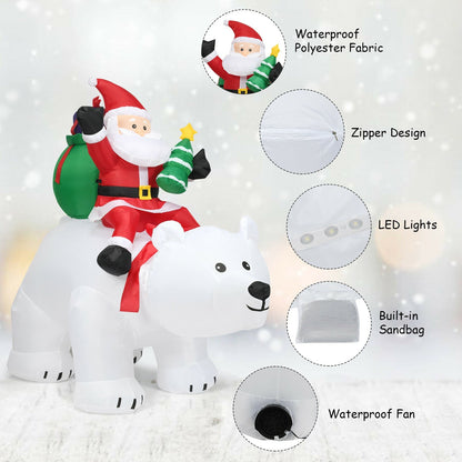 6.5 Feet Christmas Inflatable Santa Riding Polar Bear DirectDeals with Shaking Head LED Lights on Tampa Home & Garden Store
