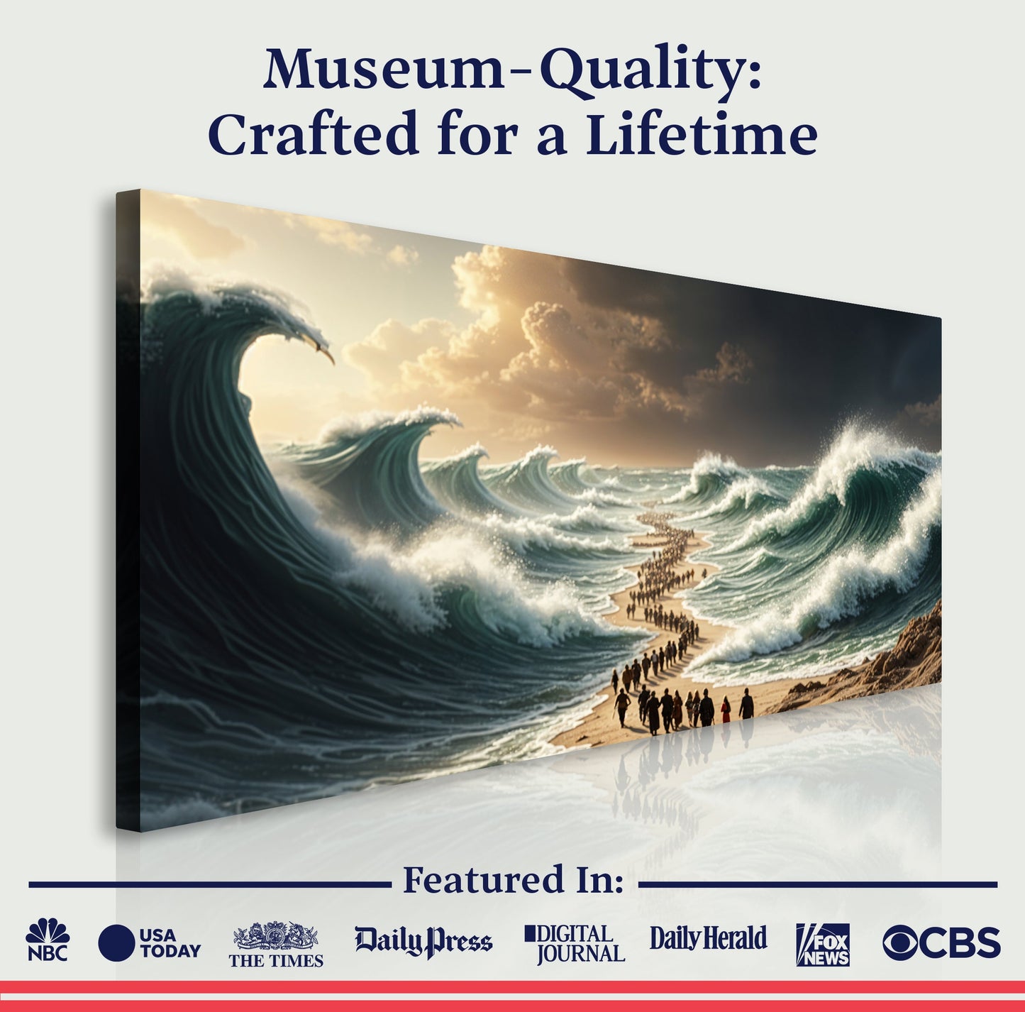 The Parting - Faith Wall Art II canvas by Tailored Canvases; seascape with wave and crowd on Tampa Home & Garden Store