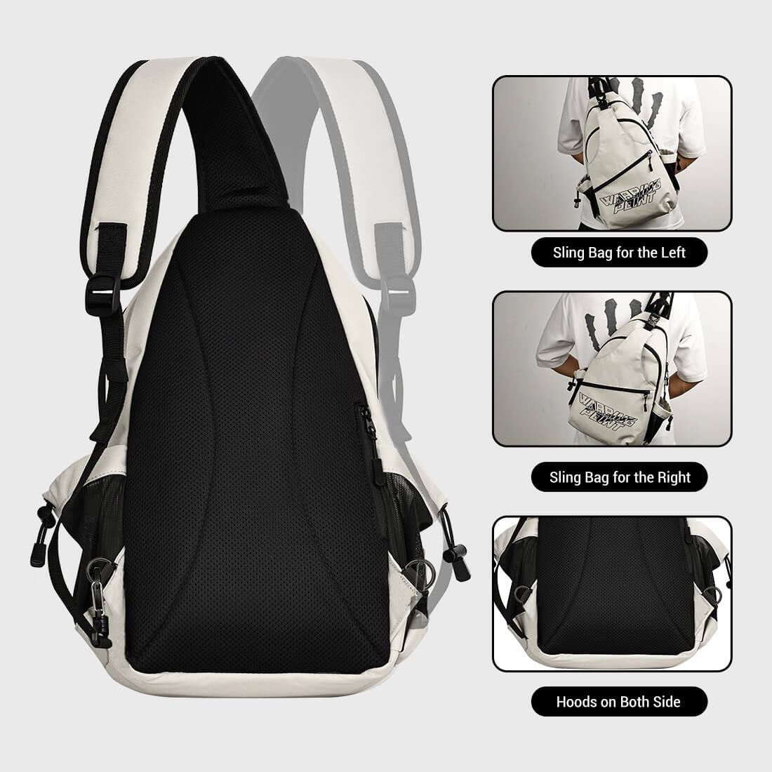 Warping Point Pickleball Sling Bag in Grey with black padded back panel on Tampa Home & Garden Store
