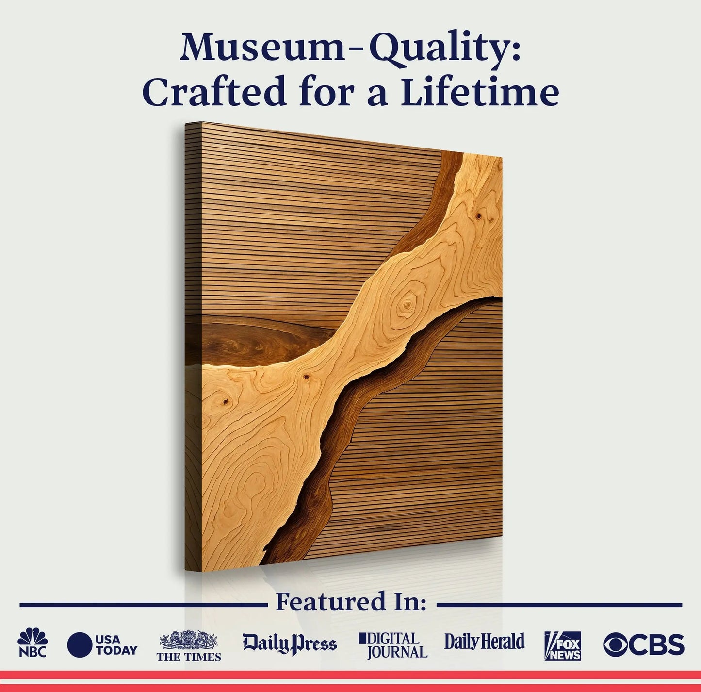 Wood Rift Wall Art canvas by Tailored Canvases with wood grain and layered panels on Tampa Home & Garden Store