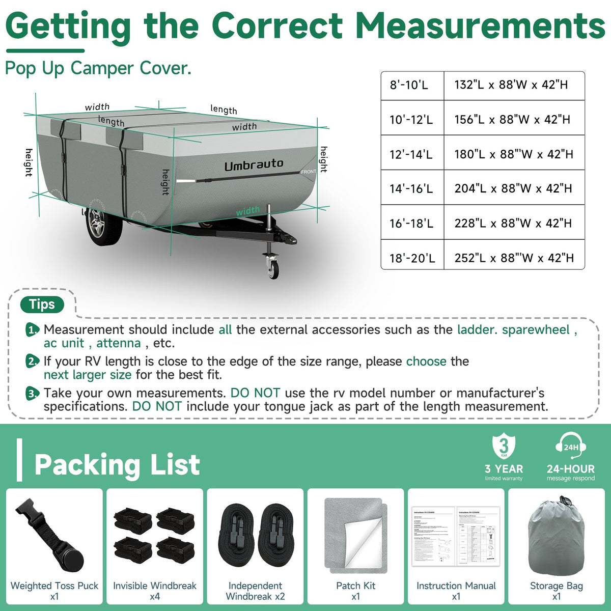 Umbrauto pop up camper cover grey with upgraded 7-layer top and 3-layer sides on Tampa Home & Garden Store