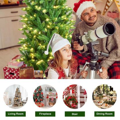 6 Feet PVC Hinged Pre-lit Artificial Fir Pencil Christmas Tree with 150 Lights DirectDeals on Tampa Home & Garden Store