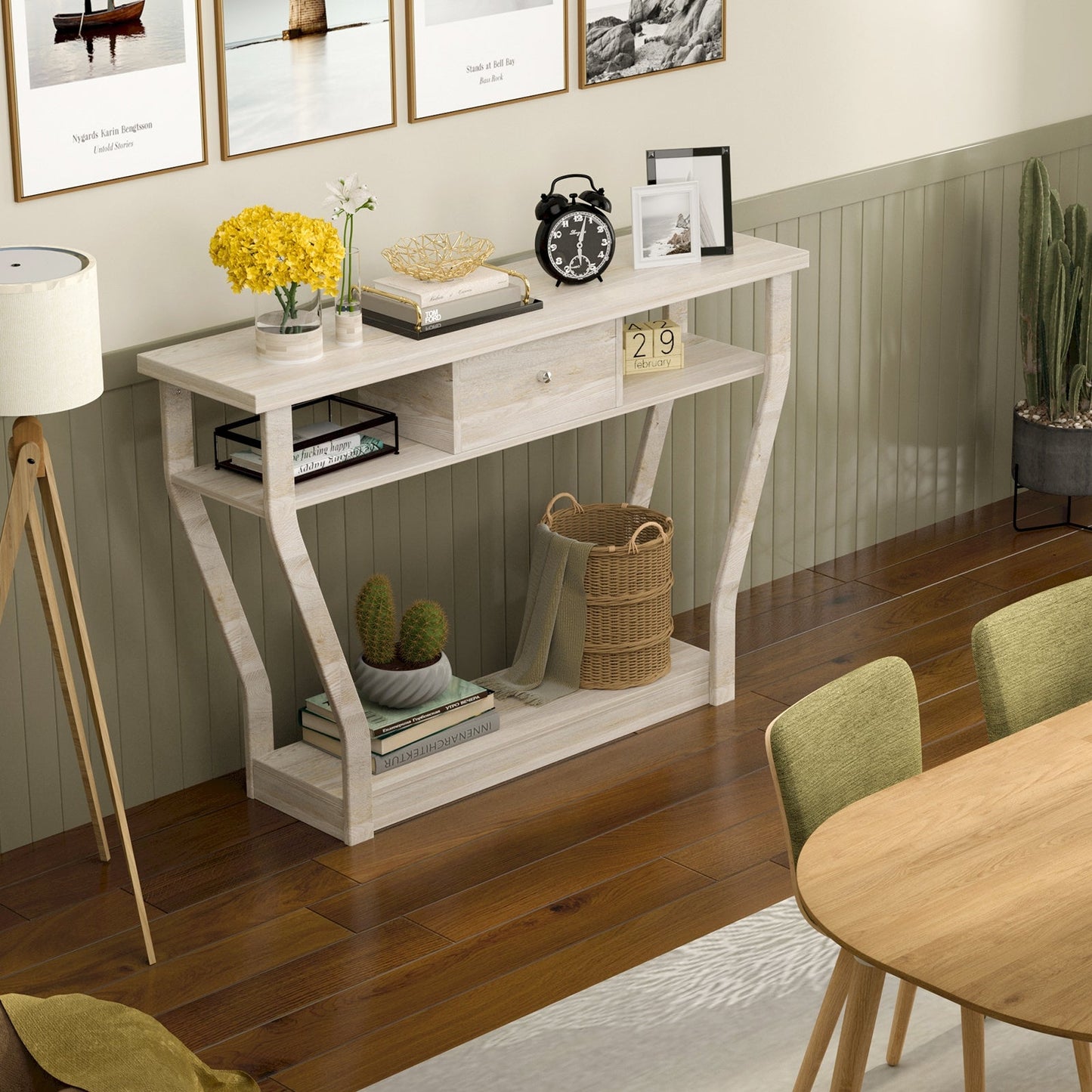 Mesa auxiliar de sofá moderna con cajón - Gris