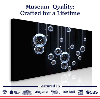 Modern Abstract Bubbles Wall Art Canvas with black background and bubbles Tailored Canvases on Tampa Home & Garden Store