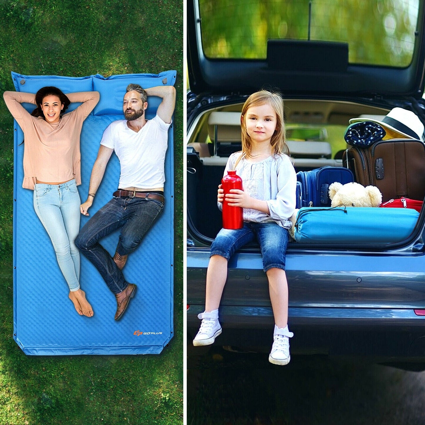 Esterilla Auto-inflable de Camping para Exterior con Almohadas y Bolsa