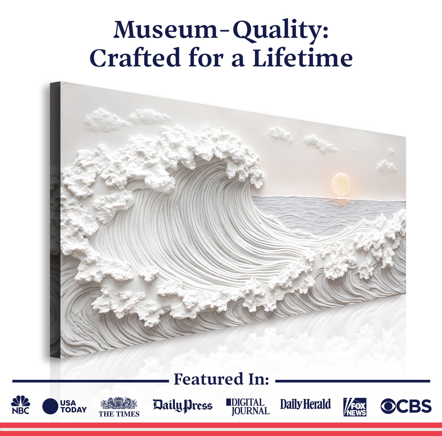 Ocean Waves Abstract Wall Art canvas by Tailored Canvases, wave relief with clouds on Tampa Home & Garden Store