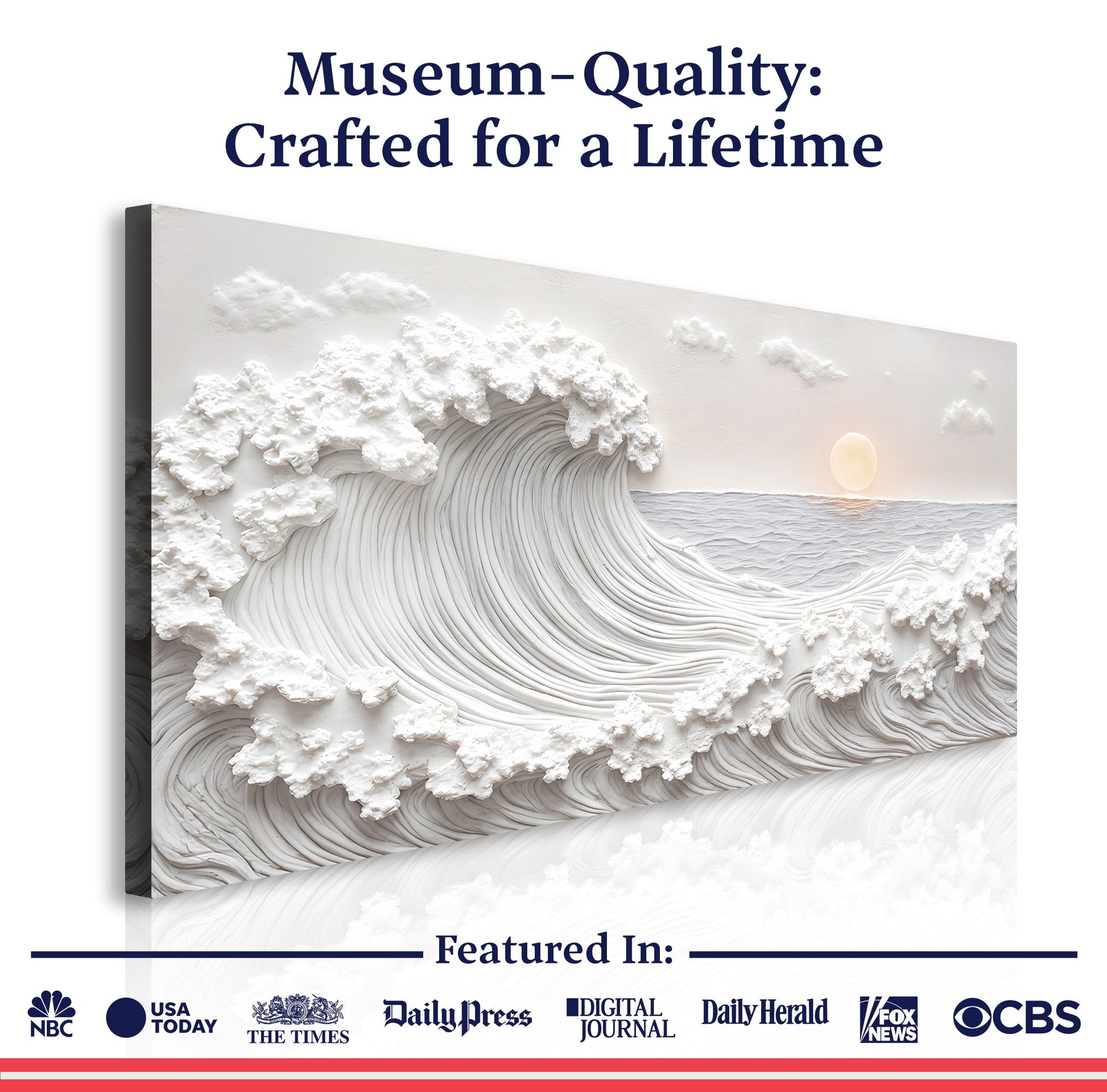 Ocean Waves Abstract Wall Art canvas by Tailored Canvases, wave relief with clouds on Tampa Home & Garden Store
