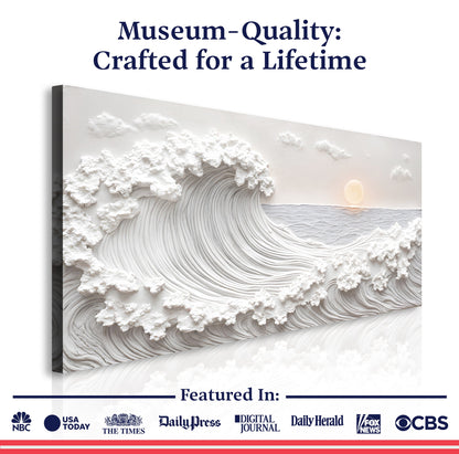 Ocean Waves Abstract Wall Art canvas by Tailored Canvases, wave relief with clouds on Tampa Home & Garden Store