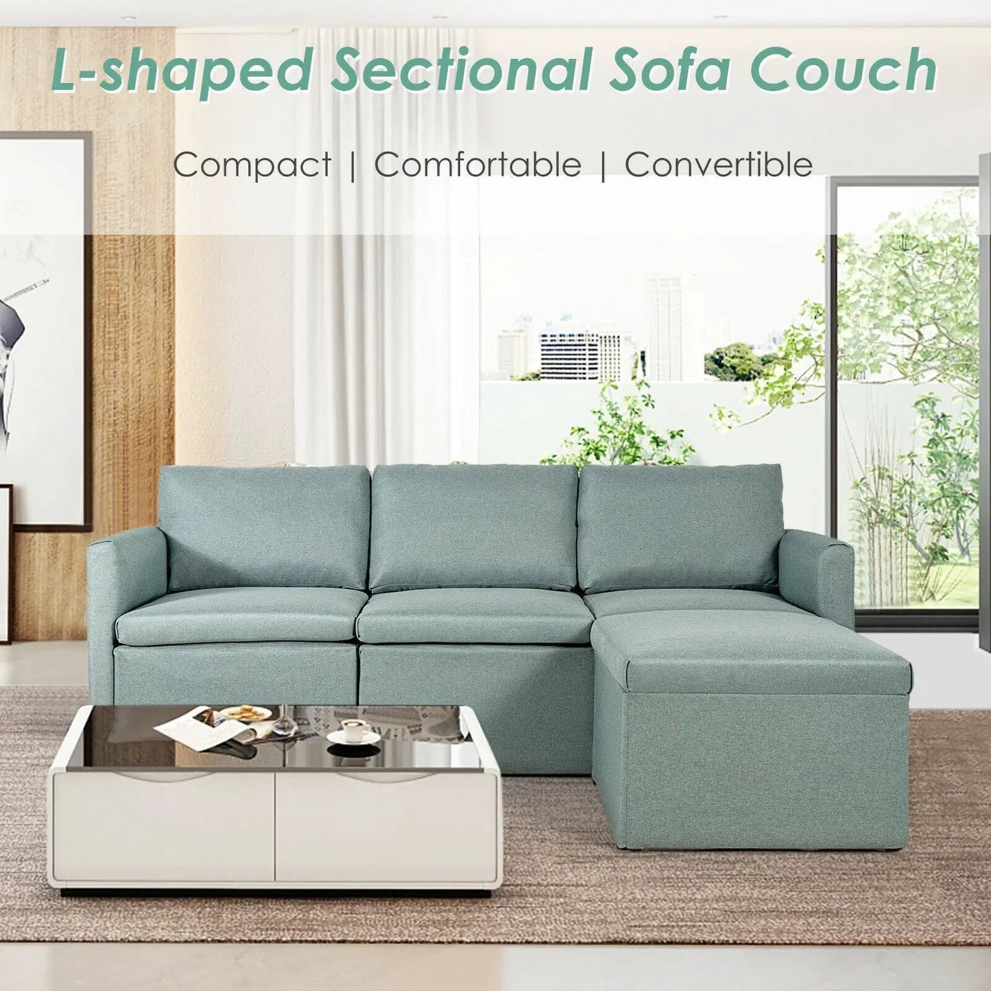 Convertible L-Shaped Sofa with Reversible Chaise