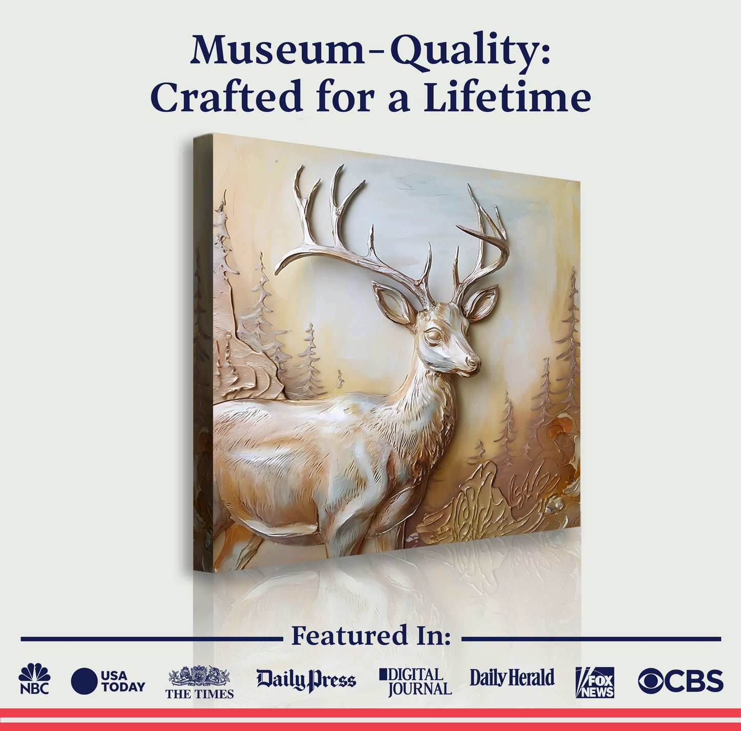 3D deer wall art Crafting Canvas by Tailored Canvases; antlered deer in warm tones on Tampa Home & Garden Store
