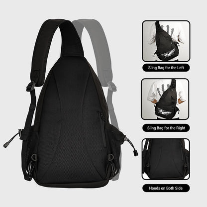Pickleball Sling Bag by Warping Point in black with padded back panel and adjustable straps on Tampa Home & Garden Store