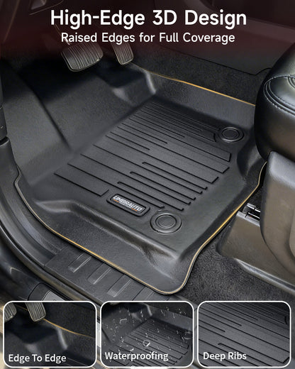 Umbrauto all-weather floor mat for Ford F-150, front & rear, edge-to-edge with tan trim on Tampa Home & Garden Store
