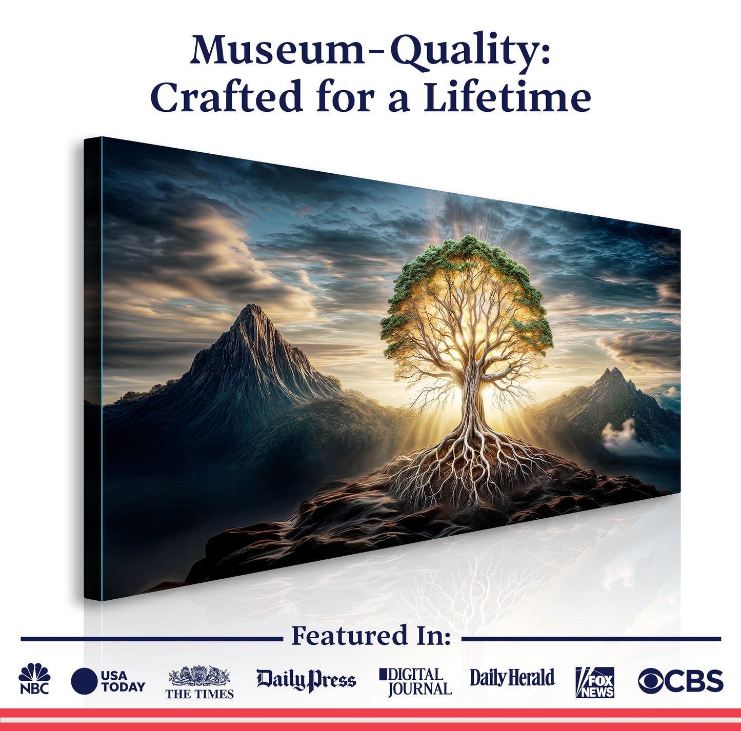 Burning Bush Faith Wall Art VIII canvas by Tailored Canvases, glowing tree on rocky landscape on Tampa Home & Garden Store