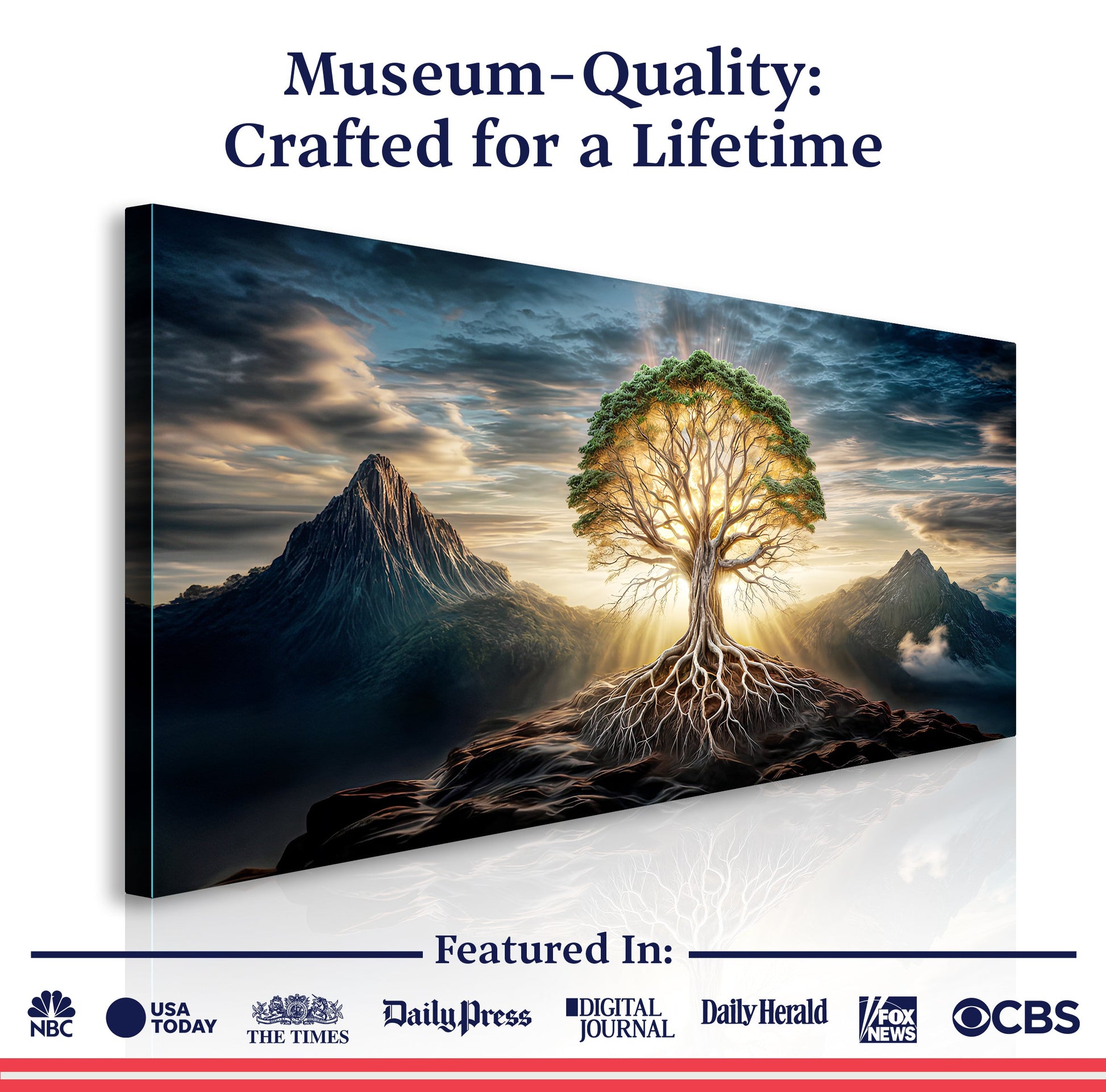 Burning Bush Faith Wall Art VIII canvas by Tailored Canvases, glowing tree on rocky landscape on Tampa Home & Garden Store